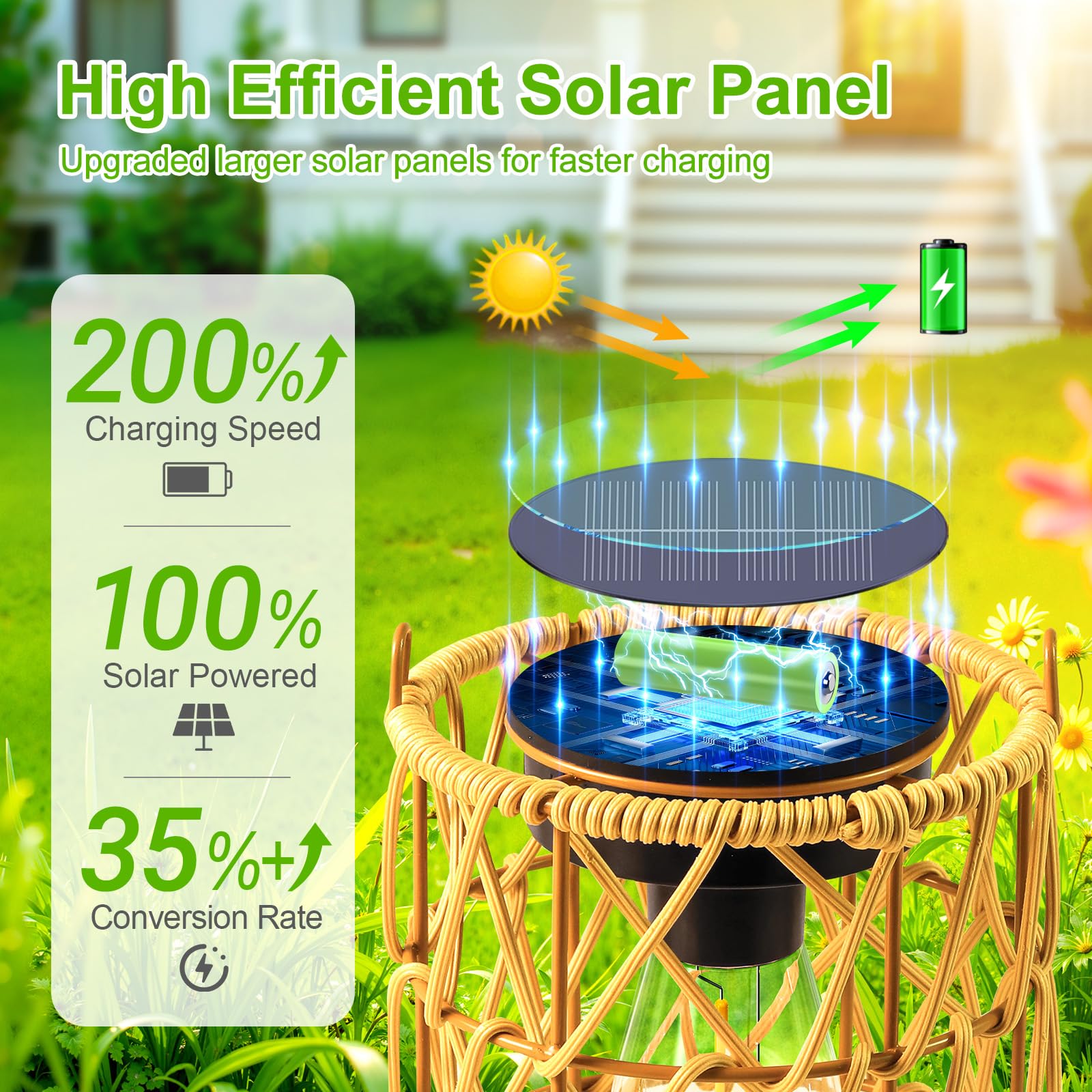 KOOPER Farol solar para exteriores, paquete de 4 faroles solares colgantes brillantes para exteriores, impermeables, con asa, faroles de ratán decorativos para colgar en exteriores, jardín, patio