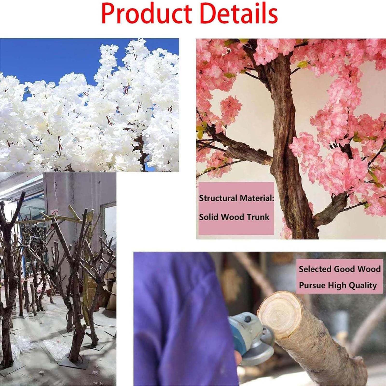 Générique Grand Arbre à Fleurs Japonais Rose, Grands Arbres De Fleurs De Cerisier Artificiels Blancs, pour la Maison, Le Bureau, la Chambre à Coucher,B,250x200cm