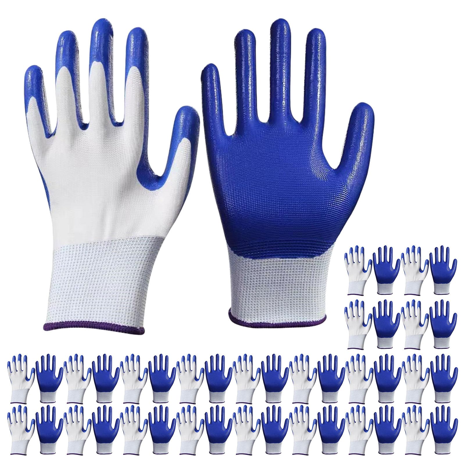 20 paia di guanti da giardinaggio bicolore antiscivolo guanti da lavoro a maglia, resistenti all'abrasione, per famiglia/lavoro leggero, multiscena, 32 g/36 g/40 g/42 g/45 g (45 g)