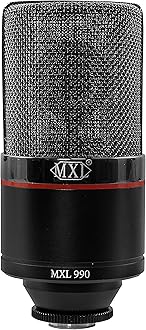 MXL 990 Condenser Microphone for Podcasting, Singing, Home Studio Recording, Gaming & Streaming | Red LED lights | XLR | Large Diaphragm (Blaze)