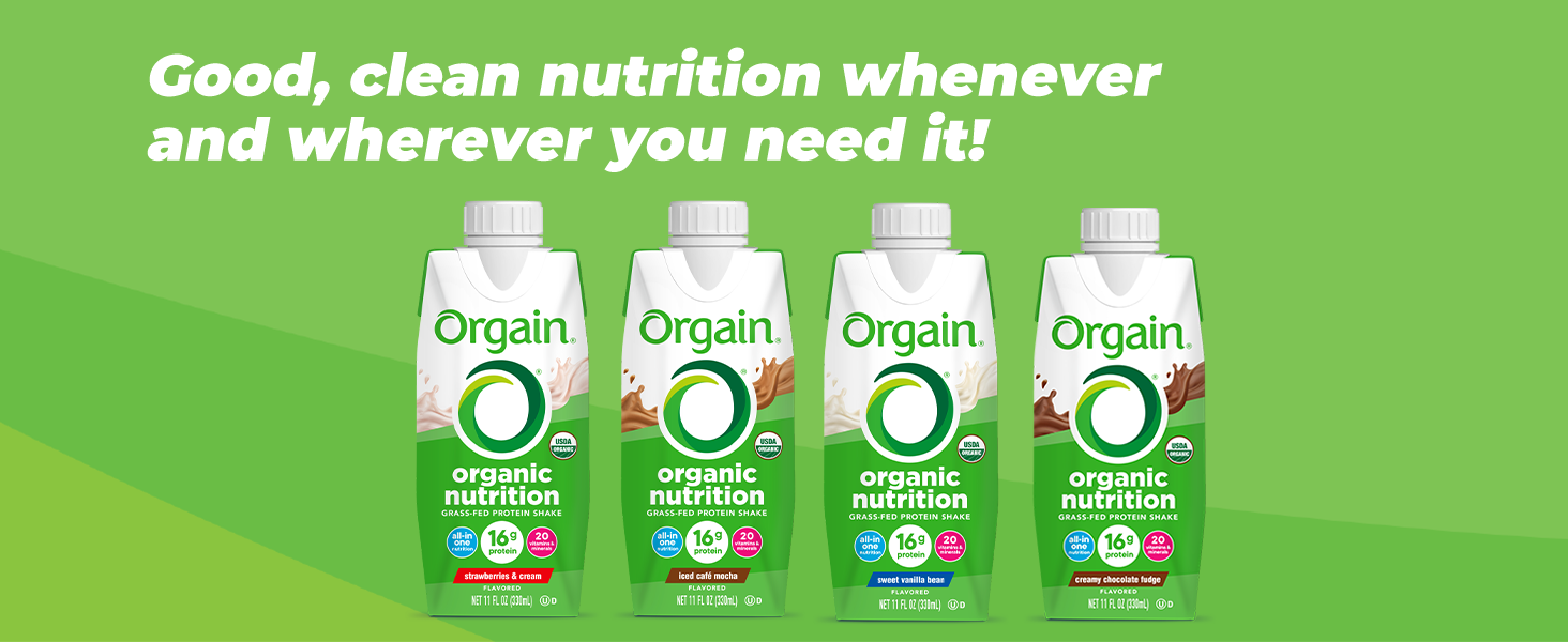 Orgain Organic Nutritional Protein Shake, Creamy Chocolate Fudge - 16g Grass Fed Whey Protein, Meal Replacement, 20 Vitamins & Minerals, Fruits & Vegetables, Gluten Free, Non-GMO, 11 Fl Oz (12 Pack)
