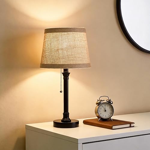 Miniatura 2 de Oneach Lámpara de mesa pequeña de 19.5 pulgadas para dormitorio, lámparas de noche para mesita de noche, lámpara de mesa negra para sala de estar