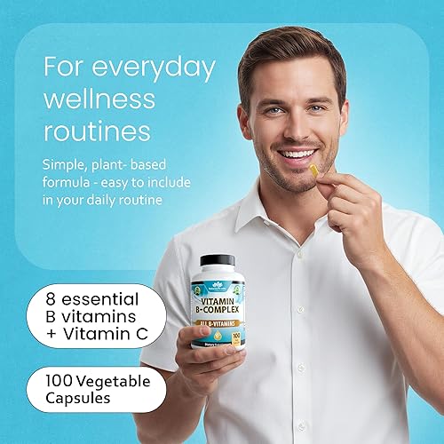 Miniatura 5 de NaturaLife Labs Complejo de vitamina B con vitamina C y ácido fólico – Incluye B1, B2, B3, B5, B6, B7, B9 y B12 – 100 cápsulas, vegano, sin OMG, sin