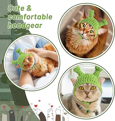 Miniatura 4 de NVTED Sombrero de gato, adorable disfraz de conejo, forma de rana, hecho a mano, de lana de punto, gorra de rinoceronte, sombrero de conejo con