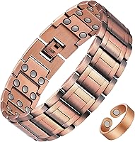 Vista 11 de Pulsera de cobre para hombre Feraco, 3 veces más fuerte, pulseras magnéticas de cobre puro 99,99% con imanes, longitud ajustable con herramienta