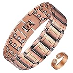 Feraco Copper Bracelets for Men & Copper Ring-Pure Copper Magnetic Bracelet with 57 Ultra Powerful 3500 Gauss Neodymium Magnets,Adjustable Wrist Bracelet,Gifts for Men (Copper with Ring)