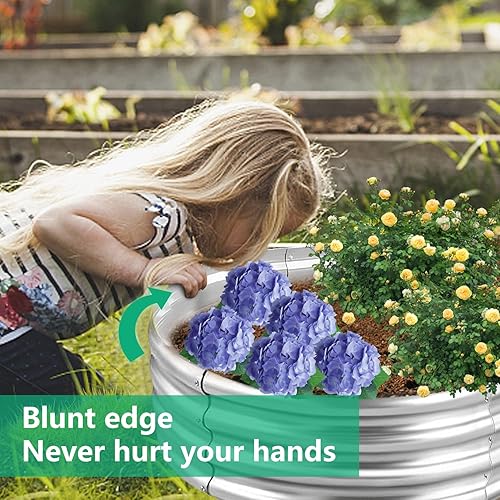 Miniatura 6 de 2 camas de jardín elevadas galvanizadas, macetas elevadas de 6 x 3 x 1 pies, macetas elevadas de metal ovaladas grandes para verduras, flores y