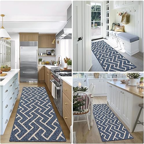 Miniatura 229 de hicorfe Juego de alfombras y tapetes de cocina, alfombra antideslizante de polipropileno súper absorbente, tapete suave y cómodo, lavable para Negro