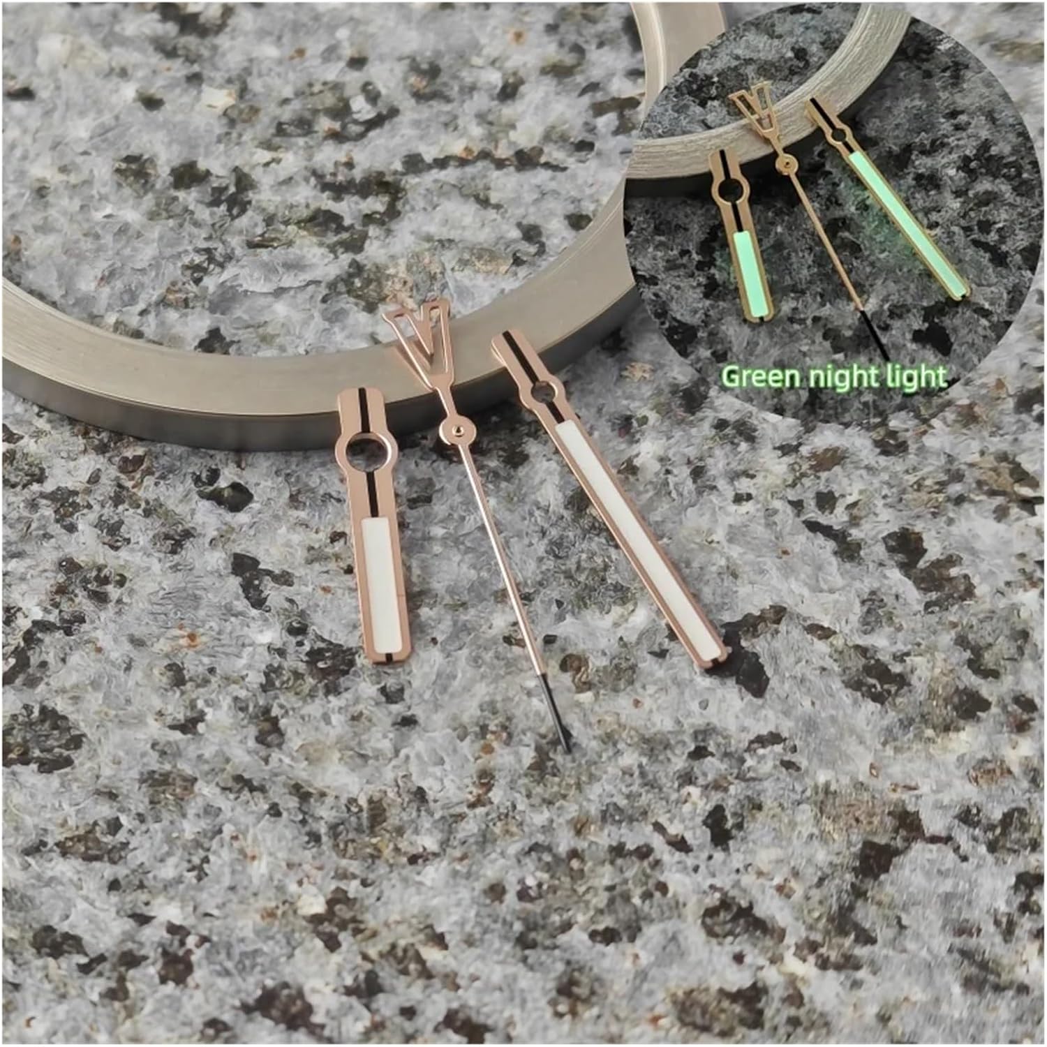 8.5 * 12.5 * 13mm V Letter Watch Hands for NH35/36/4R Automatic Mechanical Movement Green Lume Universal Mod Parts(A3 Rose Gold)