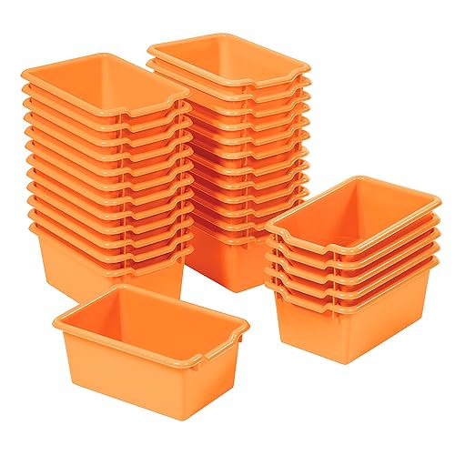 ECR4Kids Cubo de almacenamiento frontal con cucharada, organización multiusos, naranja, 30 piezas