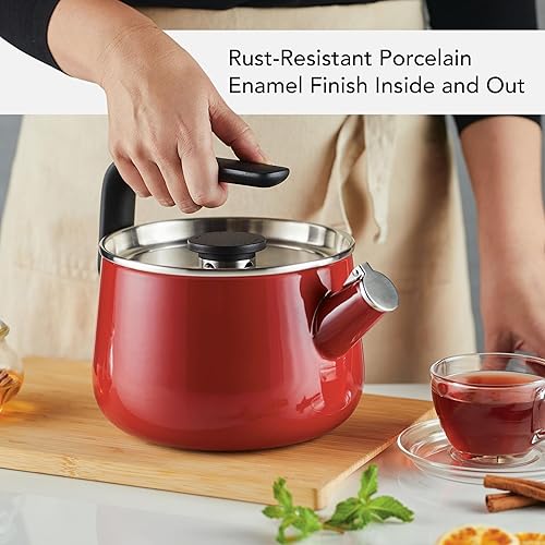Miniatura 5 de KitchenAid Teakettles Enamel-on-Steel Stovetop Whistling Teakettle, Induction Ready, Stainless steel Lid, 2 Quart - Empire Red