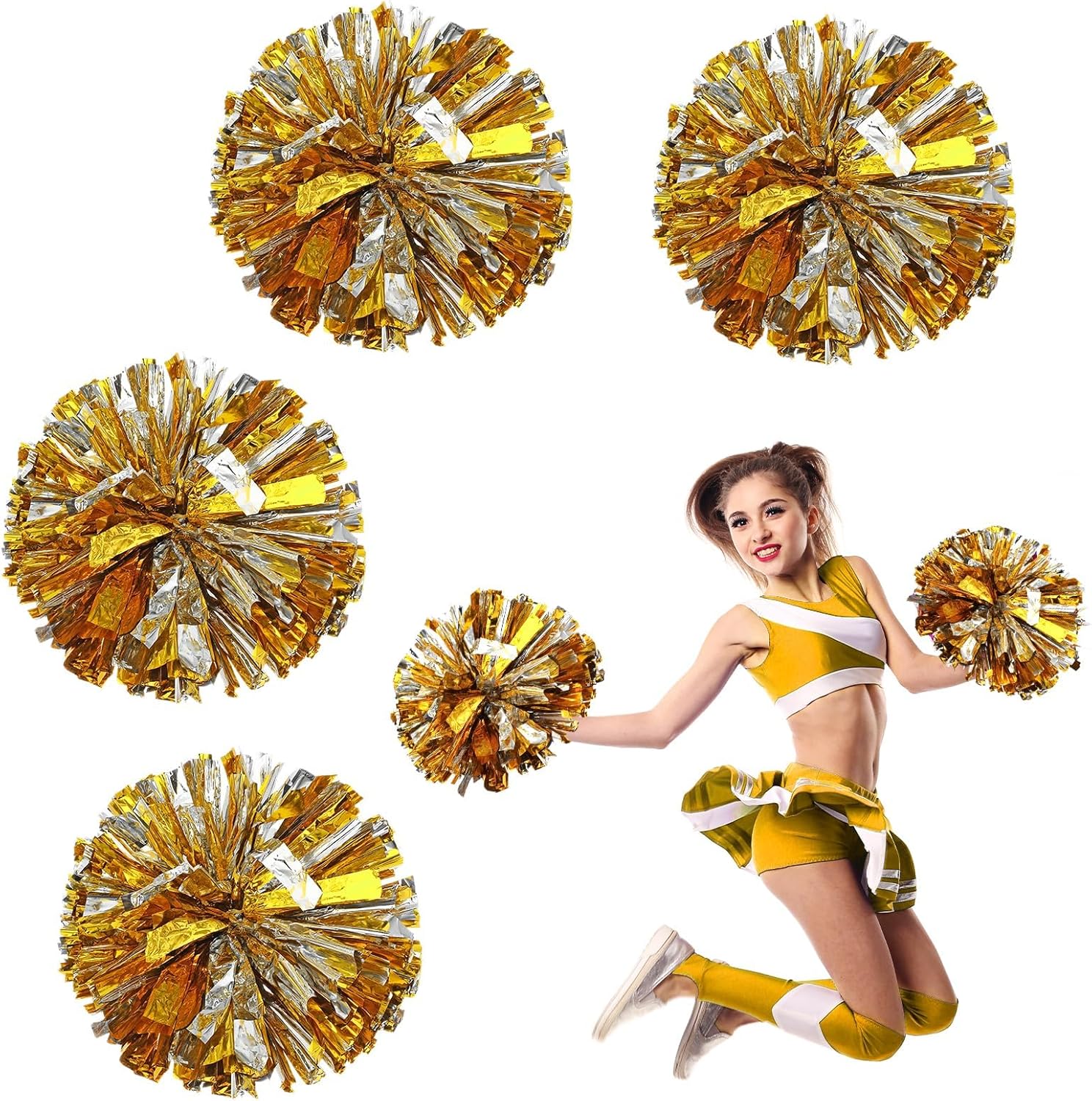 DSLSQD 4 Pack Pom Poms Cheerleading Pom Poms with Handle