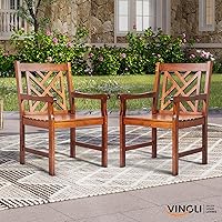 Vista 2 de VINGLI Sillas de comedor al aire libre, sillas de patio de madera resistente de 330 libras con respaldo cómodo, sillas de comedor de madera maciza