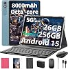 Tablet Android 15 de 10 pulgadas, tablet 2026 con teclado, 24GB+256GB+2TB expandible | PC tablet con Gemini AI, Octa-Core, 8000mAh, 5G WiFi, Widevine L1, GMS, tablet 2 en 1 con IA, incluye funda, mouse y lápiz (Rosa) 1