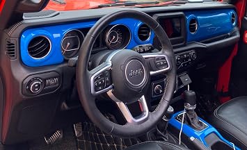 ABS Center Console Panel Dashboard Cover Compatible with Jeep Wrangler JL 2018-2023/ Jeep Gladiator JT 2020-2023 Interior Trim Decor for Jeep Accessories (Blue)