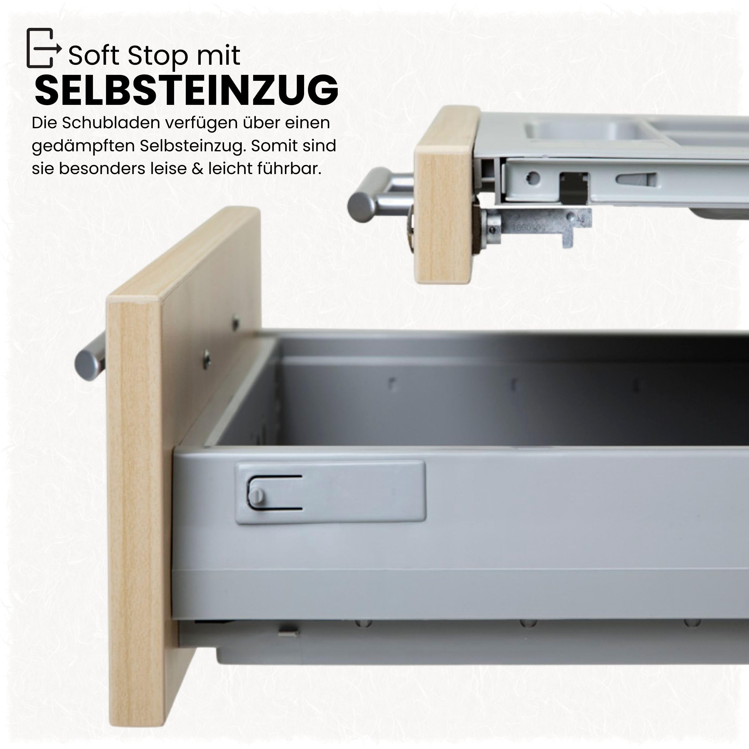 bümö Rollcontainer mit Schubladen, Container abschließbar aus Holz in Ahorn - Rollwagen für's Büro als Schreibtisch Unterschrank, Bürocontainer od. Schreibtischcontainer mit Bogengriffe