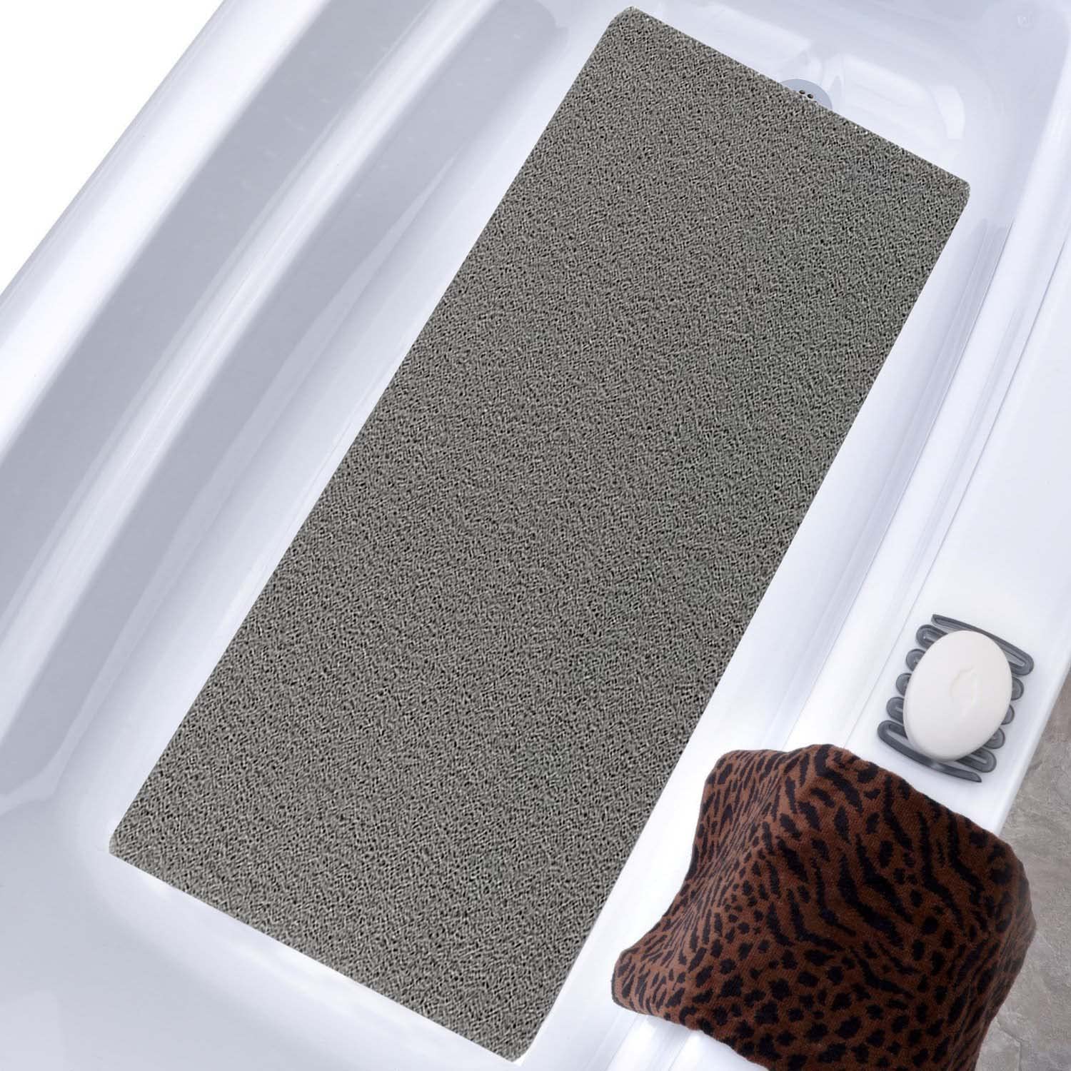 Tapis de douche 80 x 120 cm, grand tapis de bain en luffa en PVC anti-moisissure pour salle de bain et baignoire, antidérapant en luffa, séchage rapide