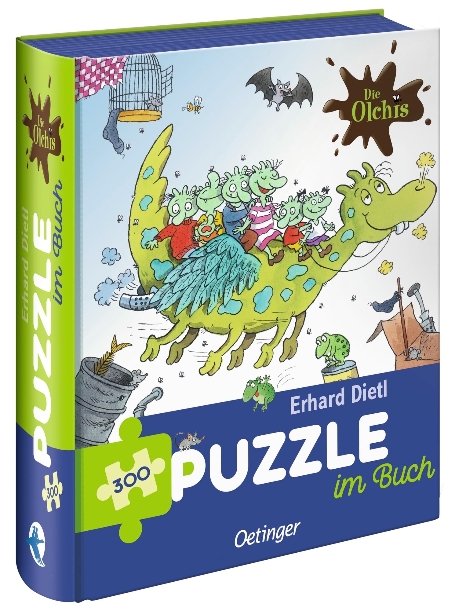 Oetinger Die Olchis. Puzzle im Buch. Feuerstuhl. 300 Teile, Format 48 x 34 cm