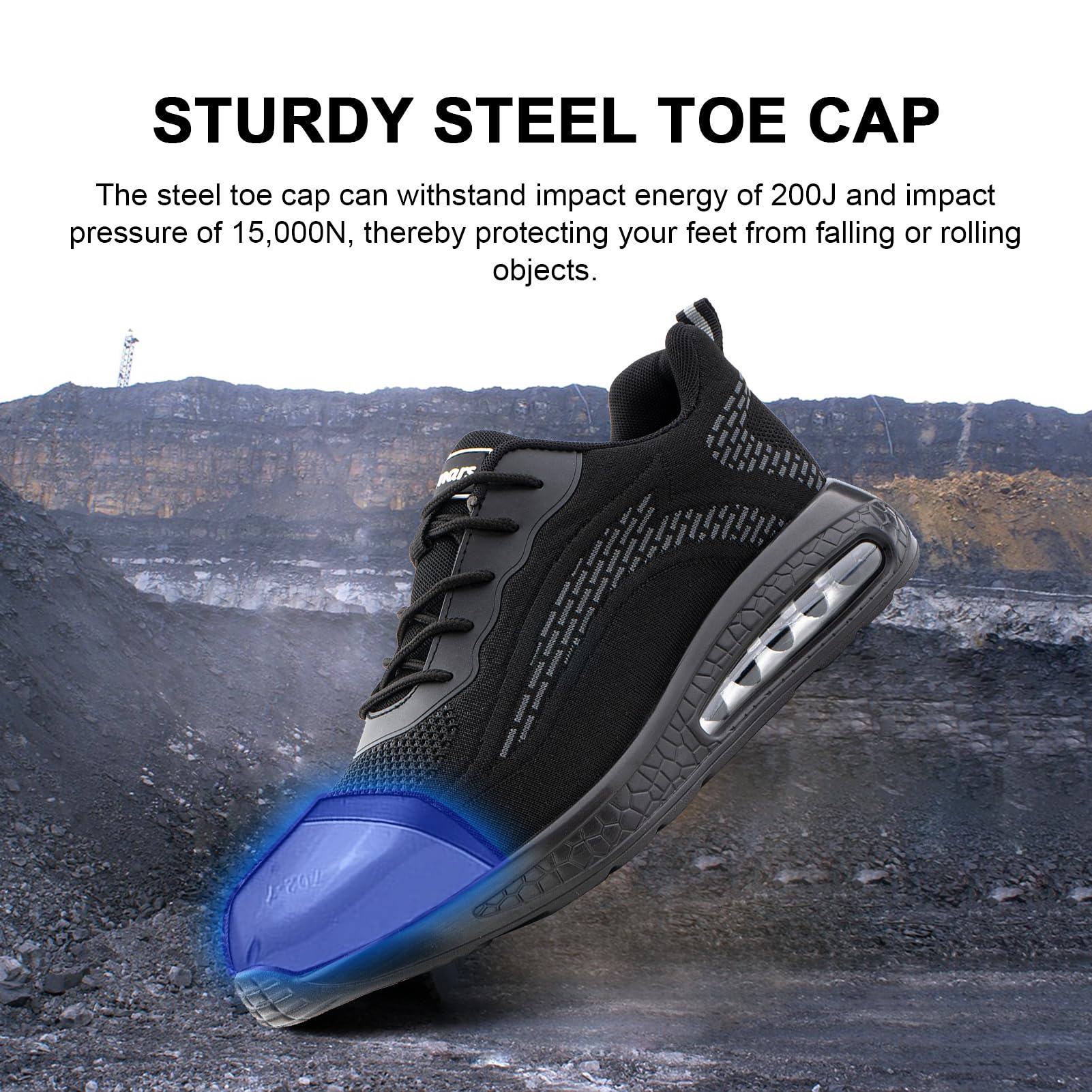 Hitmars Scarpe Antinfortunistiche Uomo Donna Scarpe da Lavoro S3 Safety Shoes S2 Scarpe Lavoro Scarpe da Cantiere Cucina Comode Nero Blu EU36-48