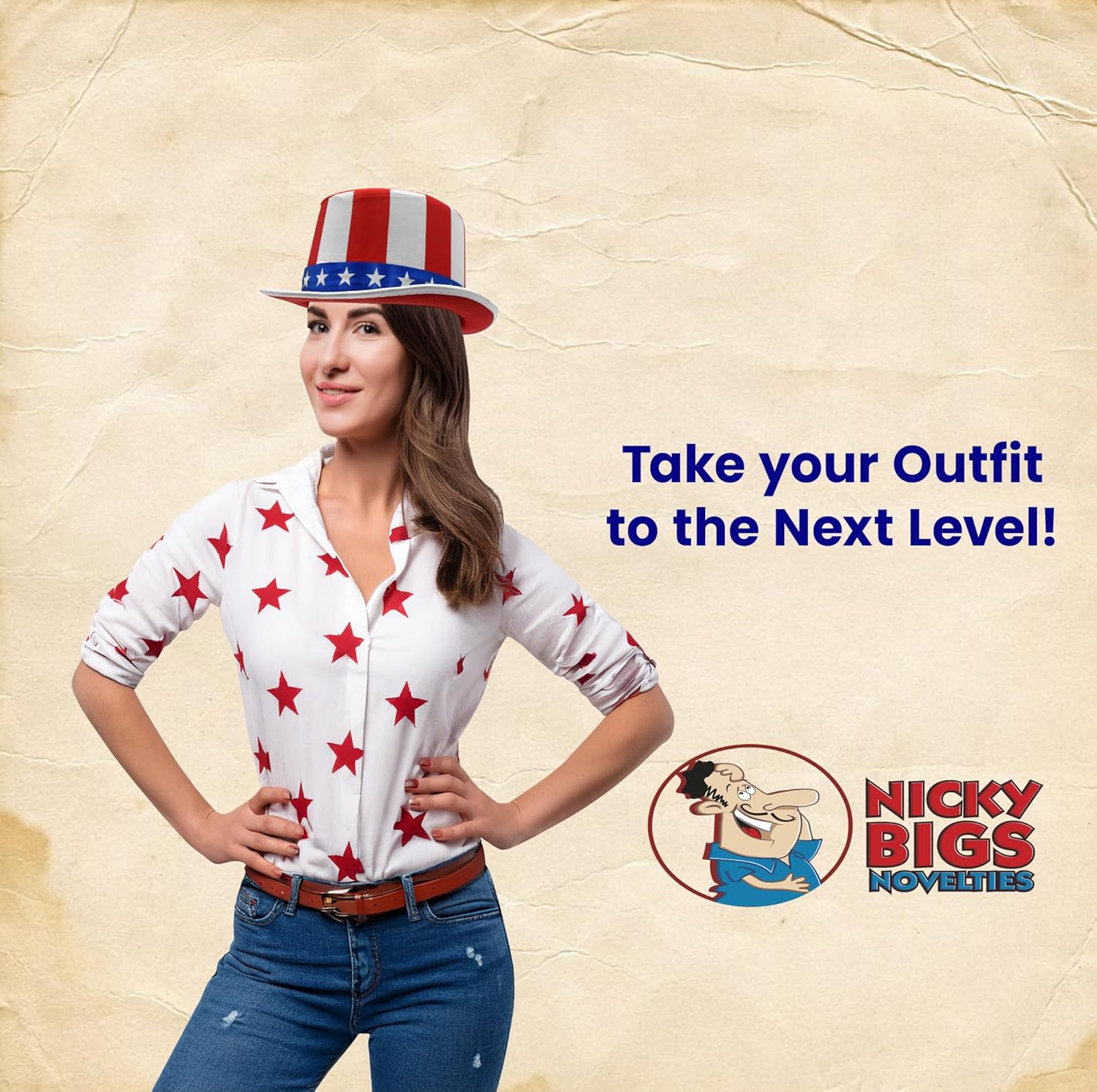 Nicky Bigs Novelties Morph Uncle Sam Patriotic Top Hat Red White Blue Costume Cap with Stars 4th of July Parade Holiday Festival Party Accessory for Men and Women One Size Fits Most