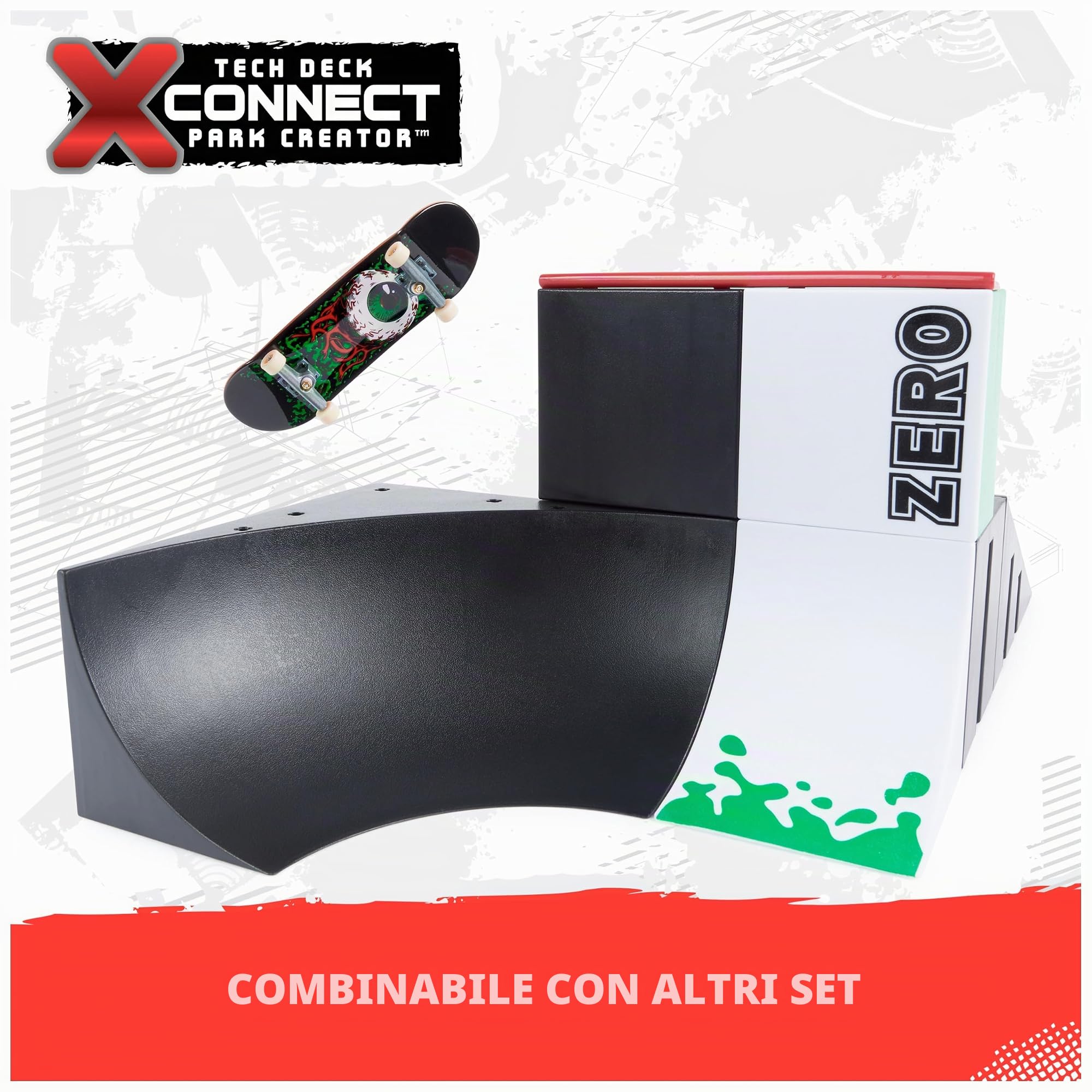 Tech Deck X-Connect Starter Set – Bowl Builder 2.0 Rampensset con autentico Fingerboard della marca Zero e accessori, dai 6 anni in su