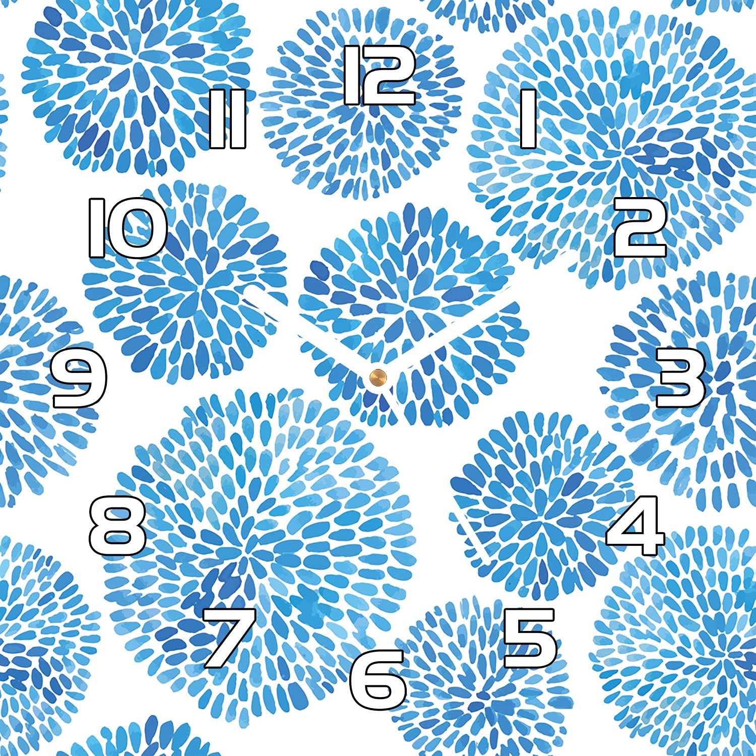Horloge en Verre 30x30 cm Coloray avec Motif Cercles De Fleurs Japonais Subtils pour Deco Murale