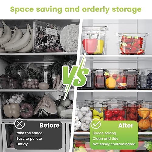 Miniatura 5 de Paquete de 6 sartenes de plástico para alimentos con tapa, tamaño 16 de 4 pulgadas de profundidad, recipientes transparentes de almacenamiento de