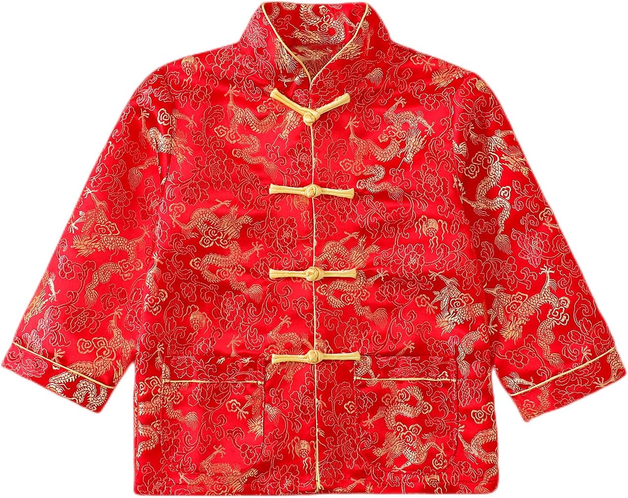 Boy Tang Suit Dragon Long Sleeve Shirt Chinese New Year Outfit Chinese Traditional Clothes for Kids