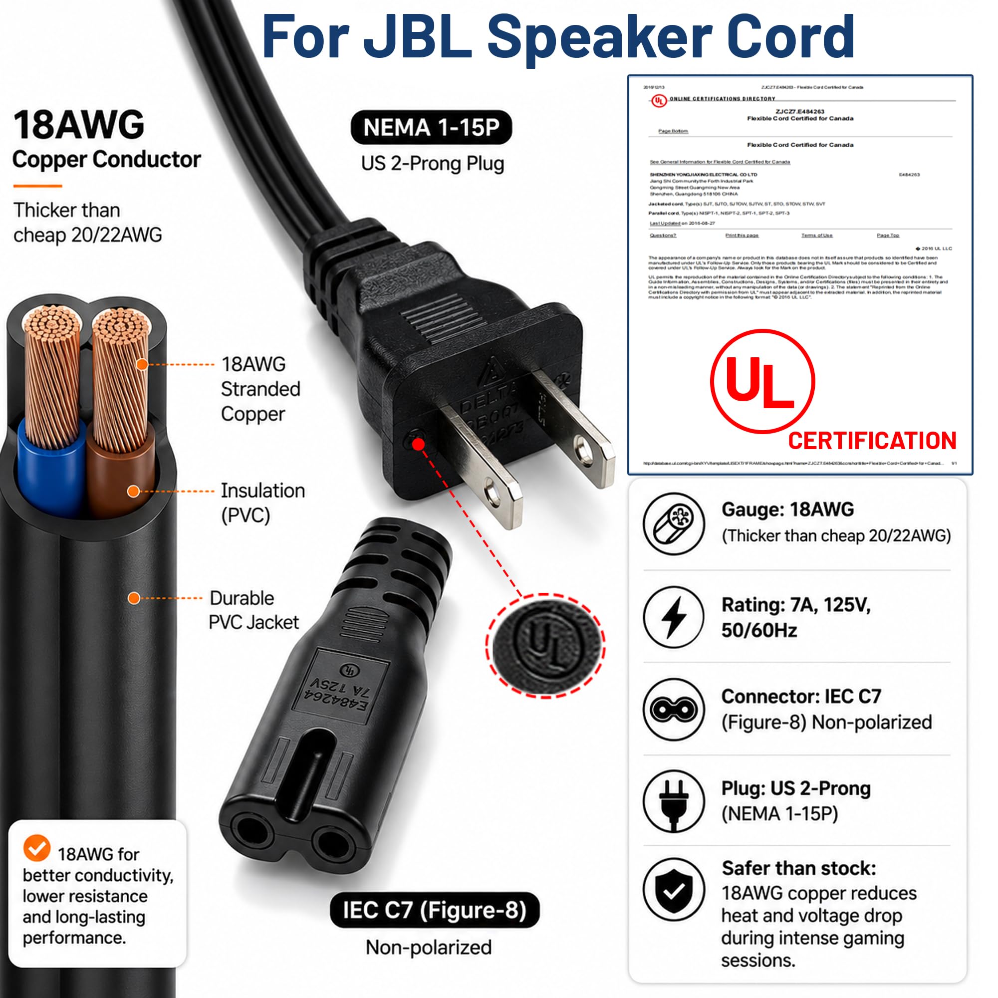Amazon.co.jp: JBL PartyBox 110充電器電源コード:スピーカー用2