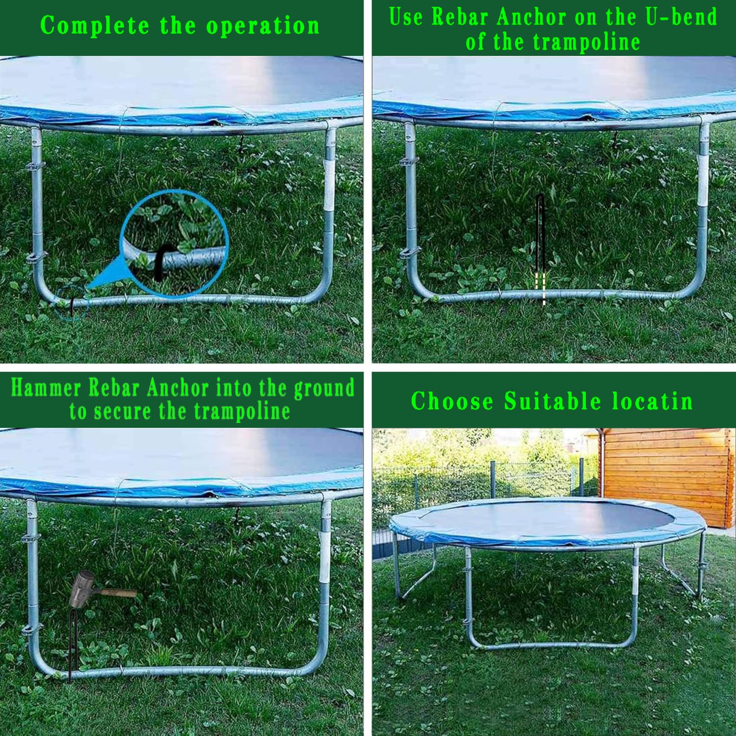 8 Pièces Piquets de Sol en Forme de U,Piquet ancrage de Tente 30 cm,Piquets de Trampoline,Ancrage Trampoline pour la sécurisation de clôtures,auvents,Camping