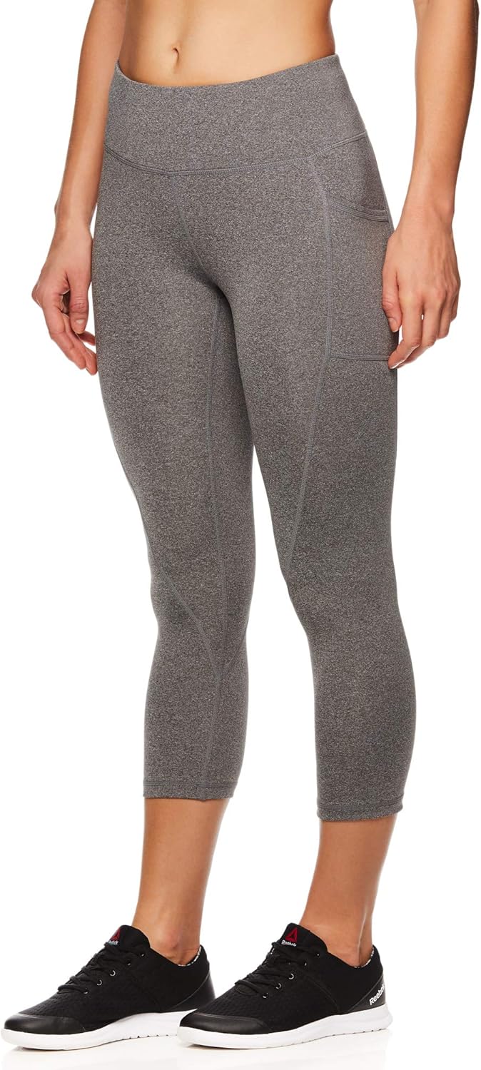 Reebok Womens Capri Seamed Compression Athletic Pants