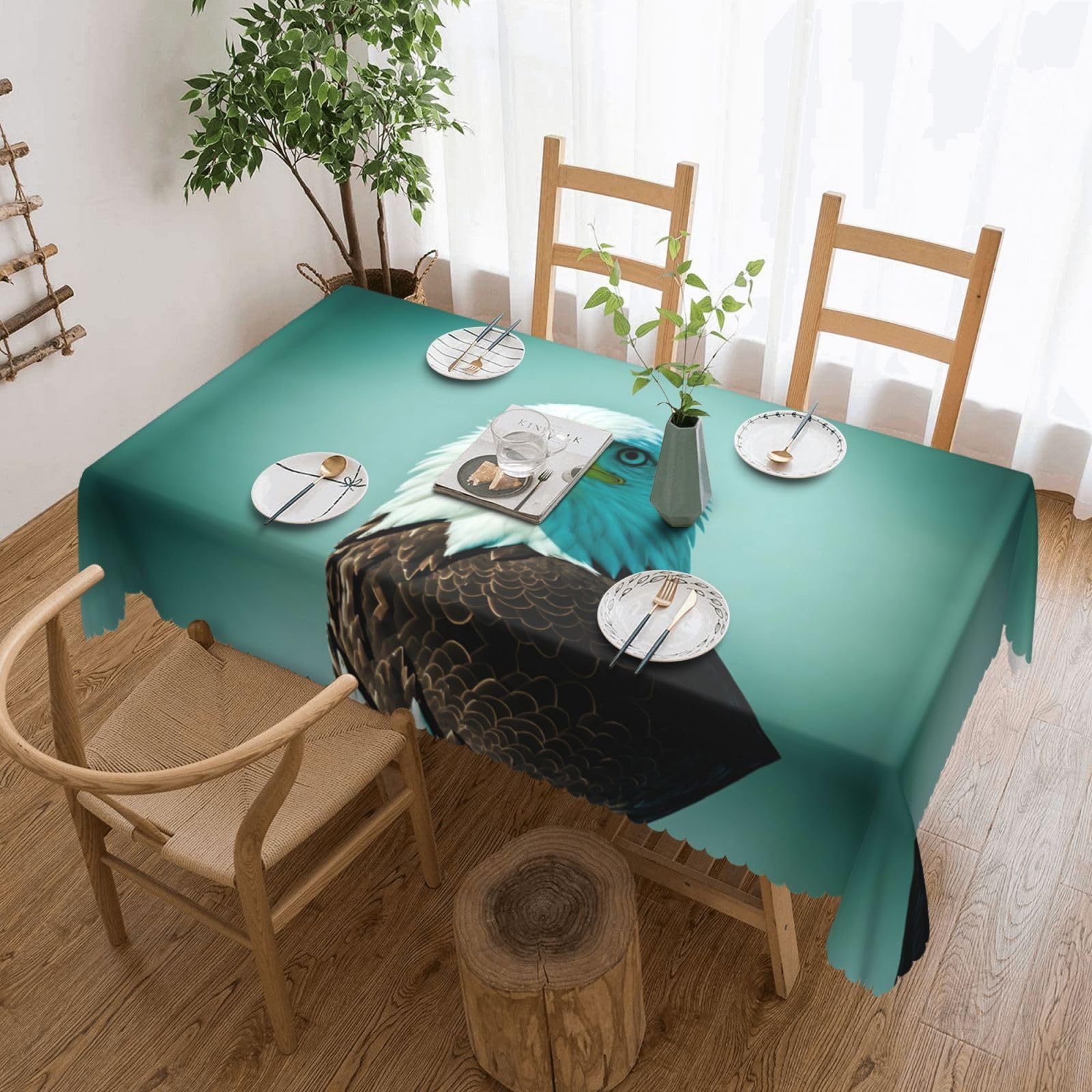 Brave Eagle Rectangle Decorative Tablecloth 54x72in Suitable for Luxury Dining Room Dining Tables and Coffee Tables