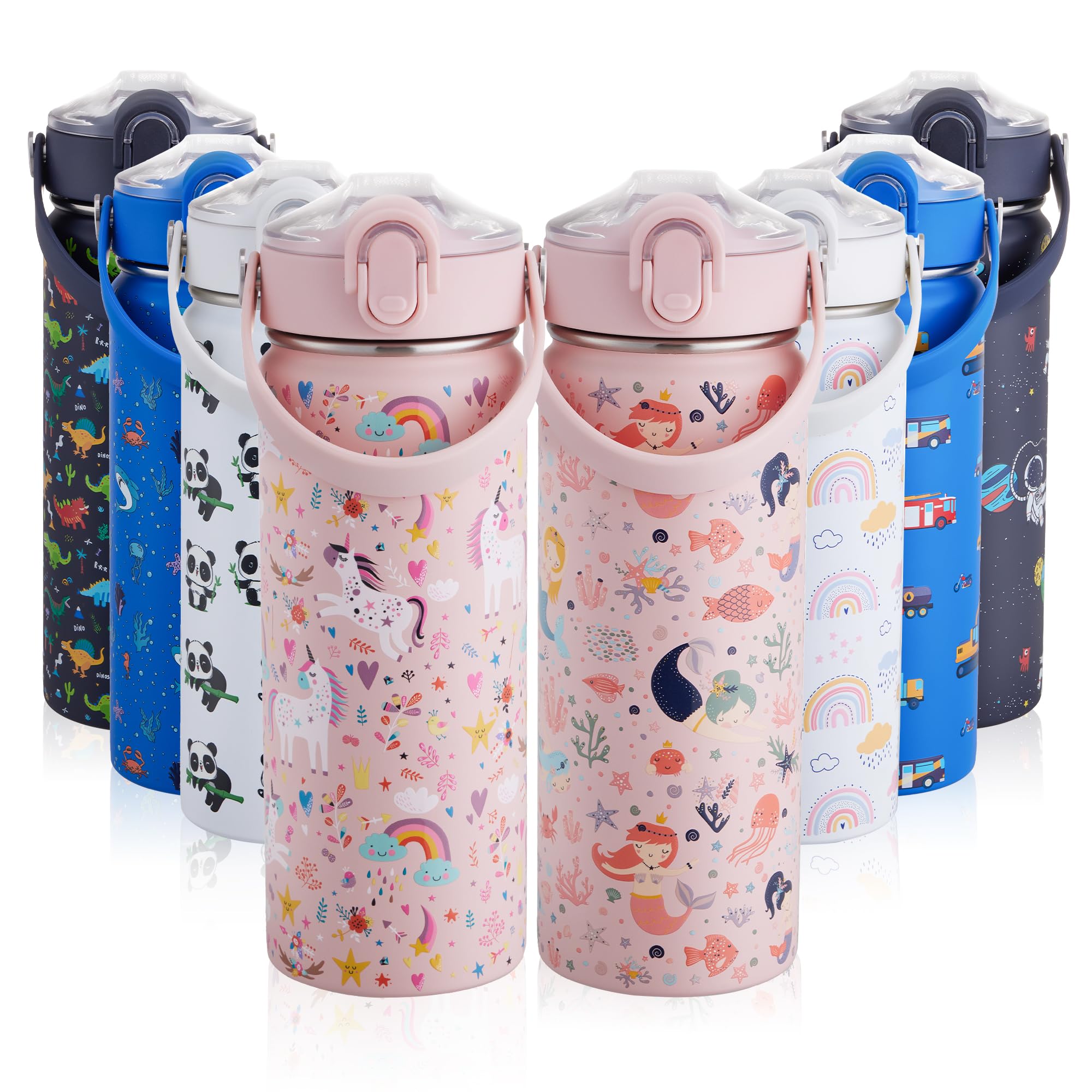 Gourde Isotherme Enfant 400ml Autsel - Acier Inox 316 - Paille - Sac - Sirène Violette