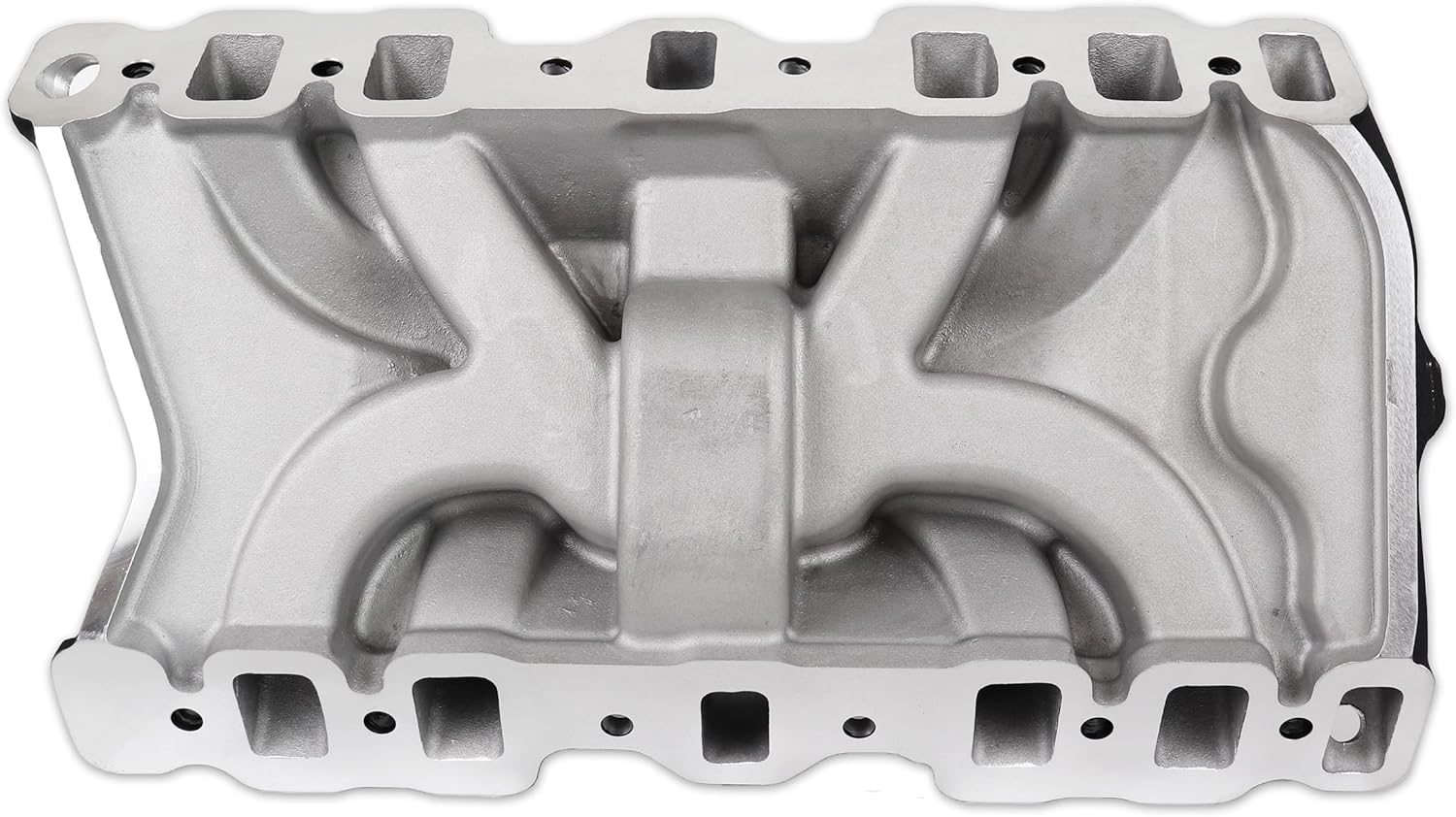 7111 Intake Manifold Aluminum Dual Plane Compatible with Oldsmobile 1964-1985 307 330 350 403 V8 Engine (307-403 Dual Black)