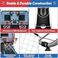 Vista 4 de Nova Microdermabrasion Juego de arcade de baloncesto plegable para interior, tiro doble, 2 jugadores con 4 bolas, marcador electrónico y bomba