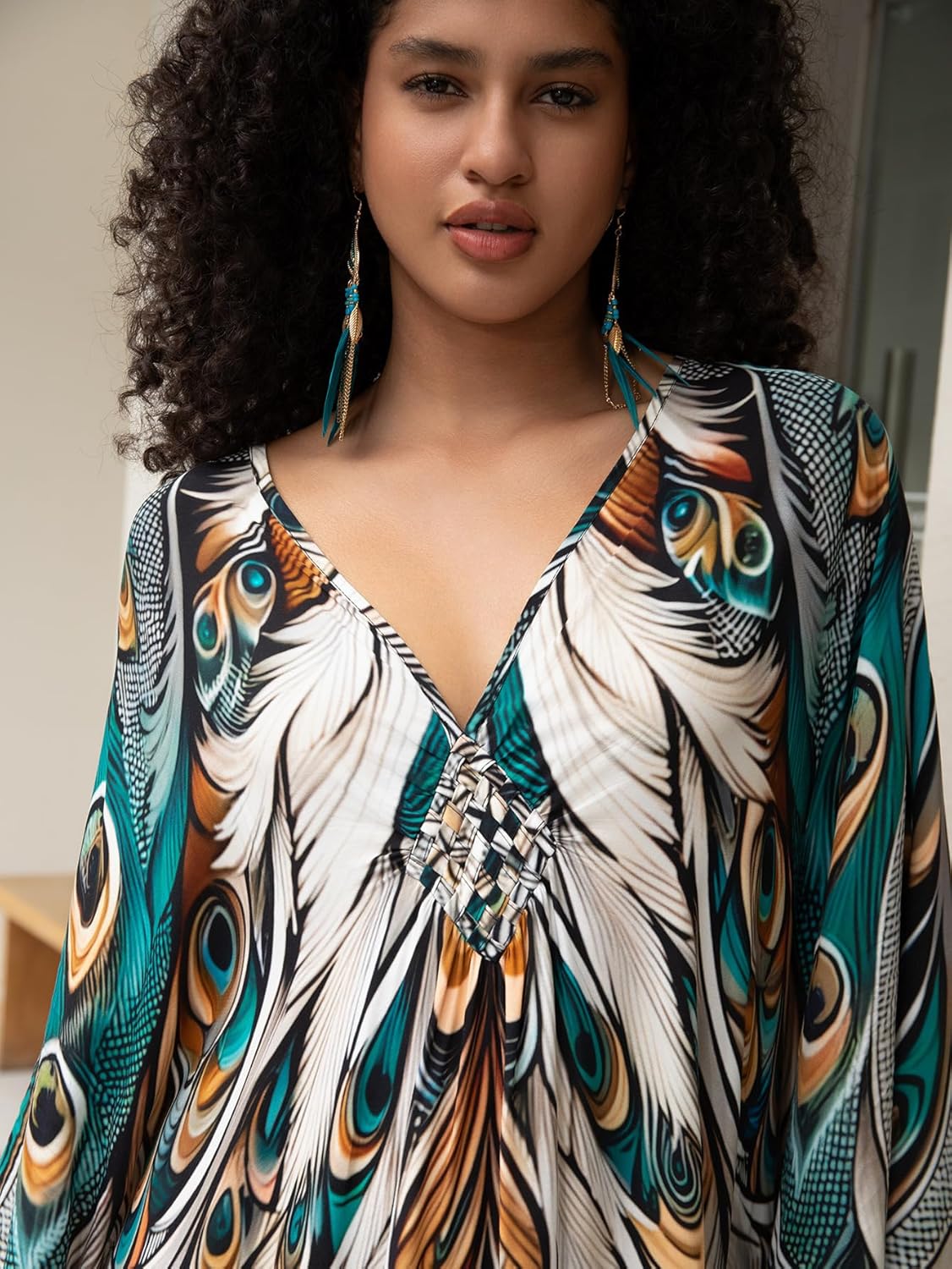 Women's Plus Size Kaftan Dress – Plus Size Maxi Dress Moo Moos Beach Cover Up,Bathing Suit Cover-Up Loungewear - Image 9