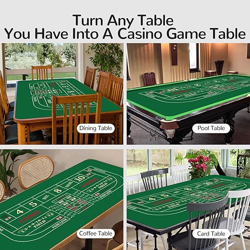 Miniatura 30 de Alfombrilla de póquer profesional impermeable, 8 jugadores de goma portátil Texas Hold'em Poker mesa de póquer con bolso con cremallera para jugar