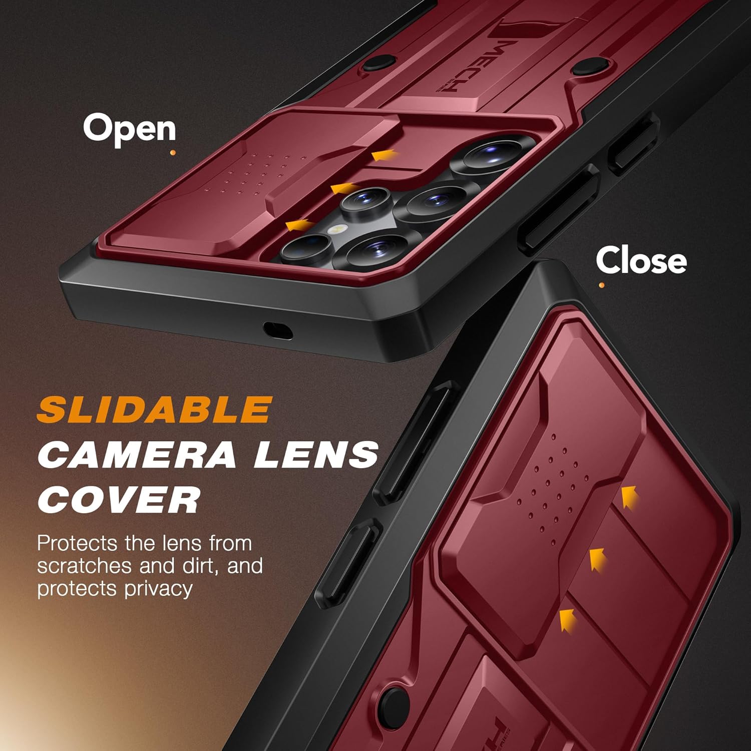 TONGATE for Samsung Galaxy S24 Ultra Case, [with Privacy Screen Protector & Slide Camera Cover] [2 Front Frames] Full-Body Heavy Duty S24 Ultra Phone Case with Stand & Belt Clip Holster, Maroon