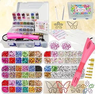 Bedazzler Kit with Rhinestones for Clothes Clothing Fabric, Hotfix Rhinestones Applicator, Bedazzling Bejeweled Kit Hot Fix Tool Bedazzle Gun, Badazzle Rhinestone Setter, Colorful Gems Crystals w/Case
