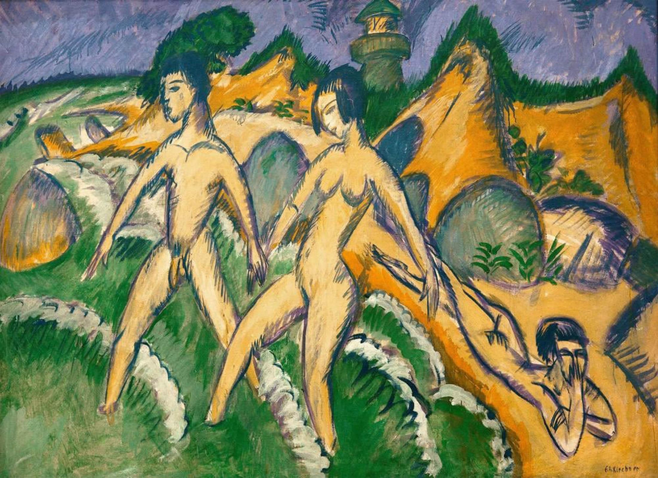 ARTXLXXBN Famous Painting Art Wall Decor Abstract Art Picture Park Lake in Dresden by Ernst Ludwig Kirchner Animal Pictures for Home Decor 60x90cm