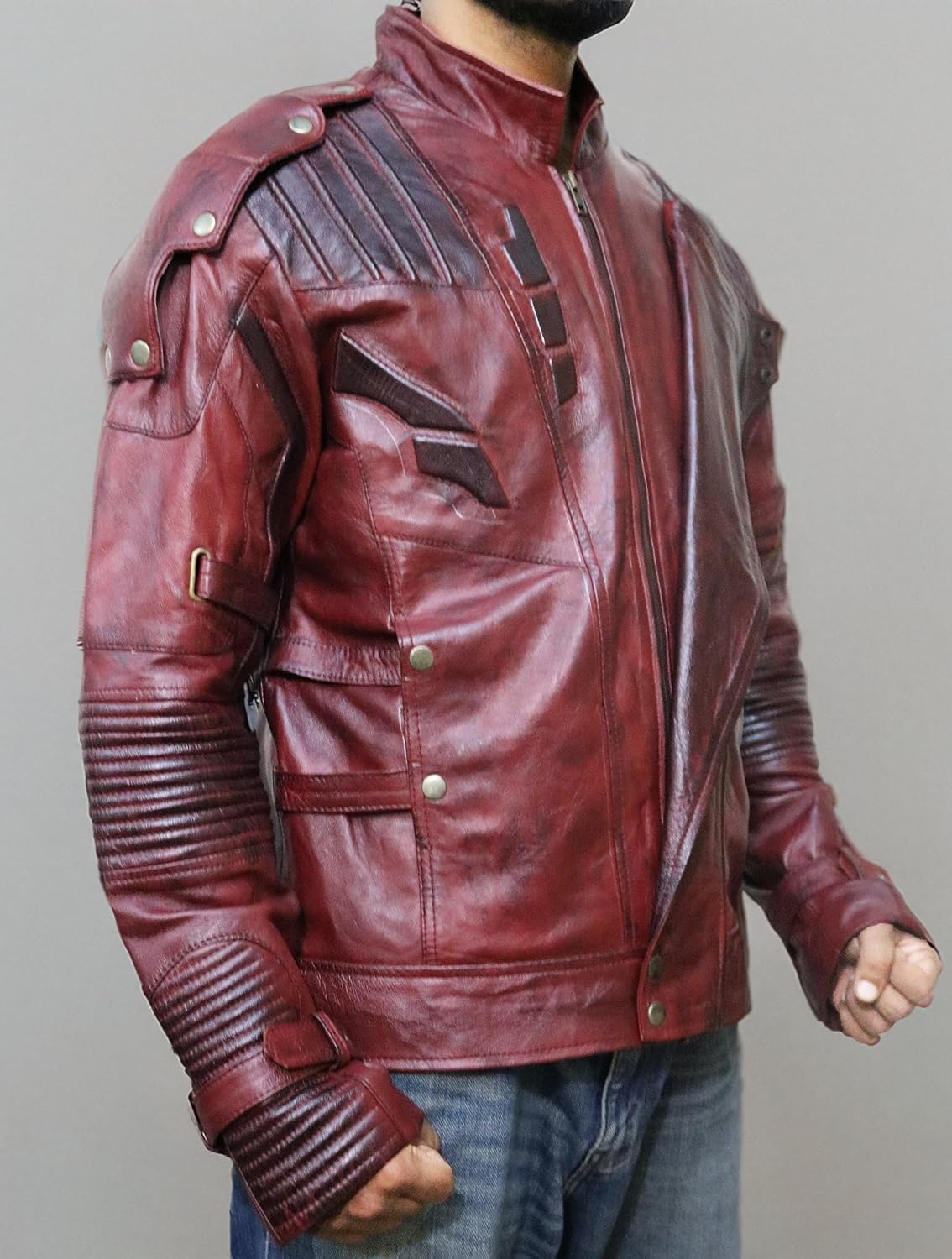 Guardians Star Lord Chris-Pratt Leather Jacket Costume, XXS-3XL