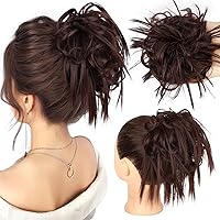 Vista 13 de HMD - Extensiones de cabello tipo rodete desordenado, cola de caballo con banda elástica de goma, extensiones de cabello sintético para mujer