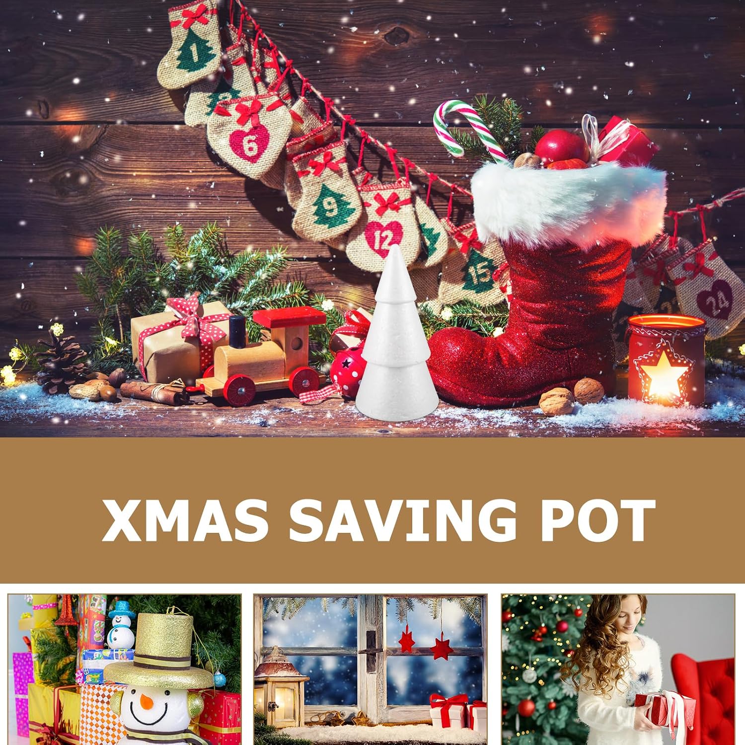 Operitacx 3pcs Foam Cones for Crafts, 9. 8inch Christmas Tree Polystyrene Cone Foam Craft Supplies, for DIY Home Craft-Project, Christmas Tree, Table Centerpiece