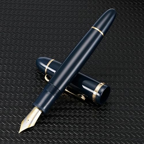 Miniatura 3 de Jinhao X159 - Pluma estilográfica de punta fina, color azul oscuro con clip dorado, acrílico de gran tamaño