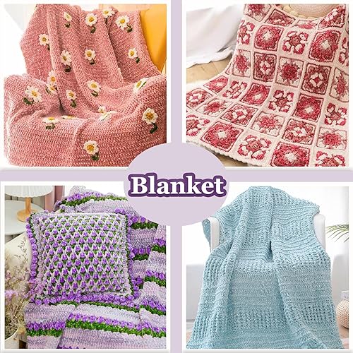 Miniatura 5 de 4 unidades de hilo de felpilla suave de 11.11 onzas para tejer a ganchillo, hilo esponjoso para tejer y hacer manualidades de ganchillo, hilo cálido