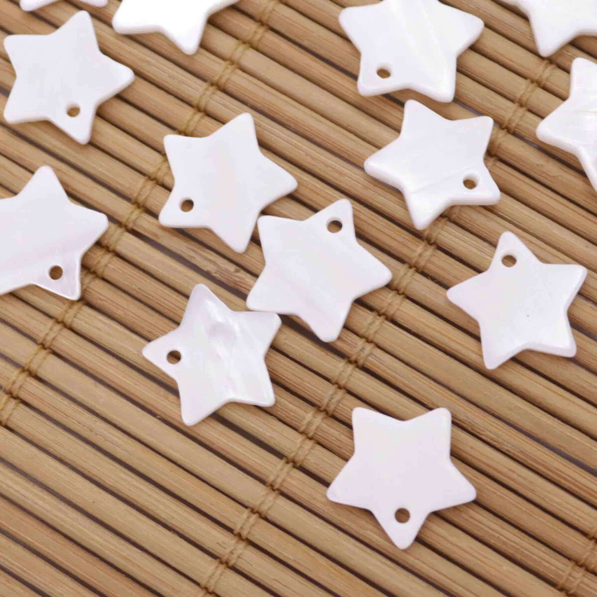 Lote de 50 Cuentas de Concha Natural con Forma de Estrella de nácar de 12 mm para Hacer Joyas.