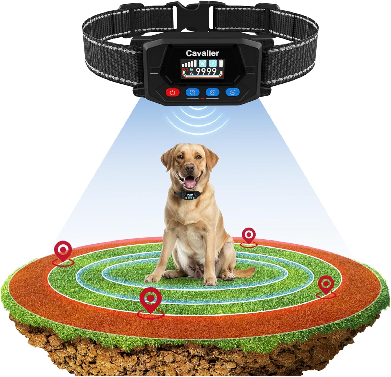 PATPET Electric Fence for Dogs, GPS Dog Collar Fence System for Yard with 3 Warning Modes, 9999 Yards Adjustable Radius, IP67 Waterproof Rechargeable Wireless Fence for Large Medium Dogs
