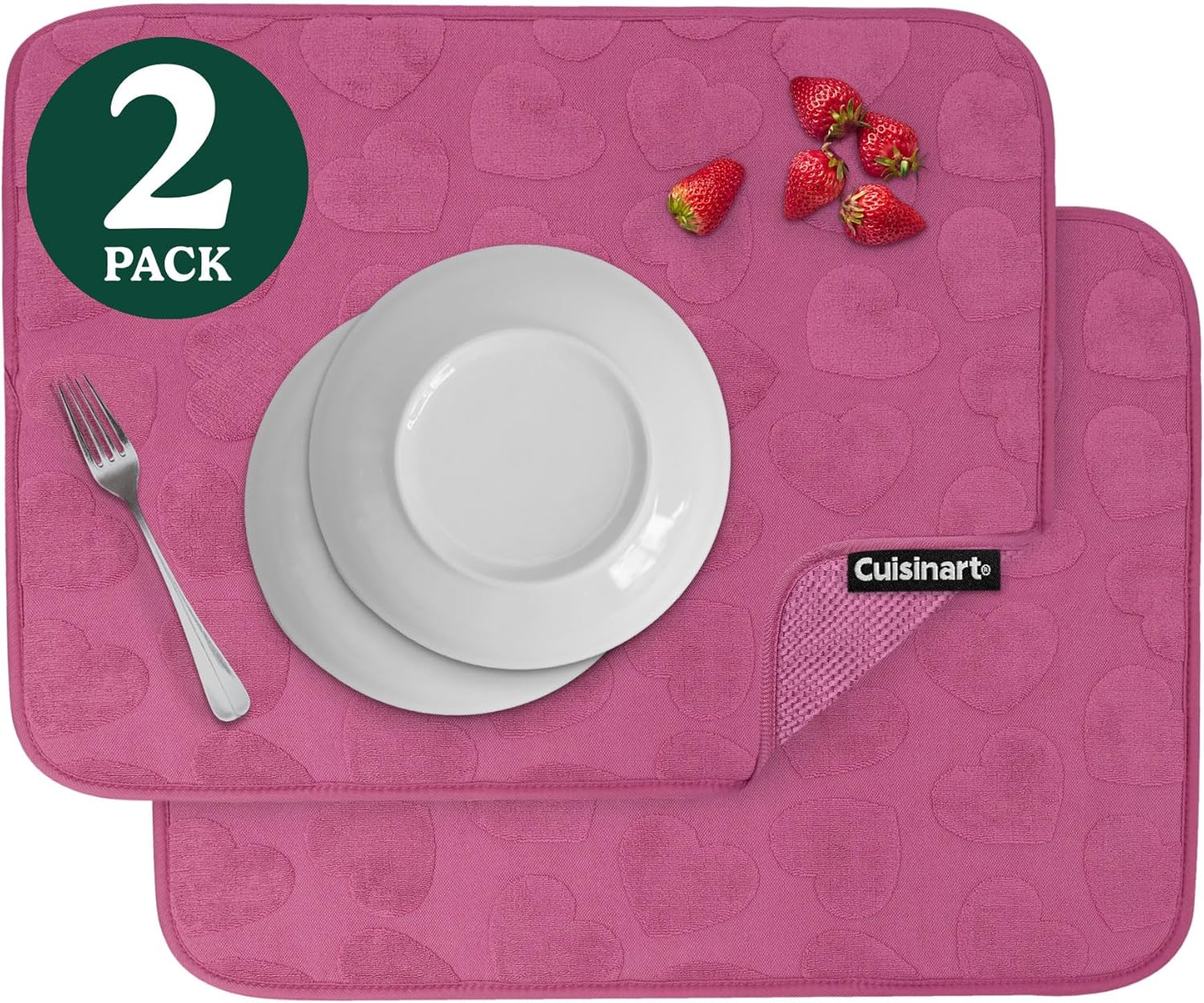 Cuisinart Dish Drying Mats for Kitchen Counter - (2) 18" x 24" Ultra Absorbent Dish Drying Mat XL - Foldable, Machine Washable, Fast Drying Dish Mat