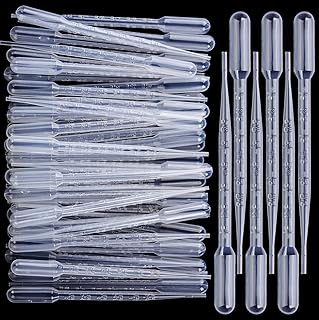 Transfer Pipettes, Teenitor 50PCS 3ml Eye Dropper Plastic Transfer Pipettes for Essential Oil, Disposable Liquid Dropper for Science Laboratory, Lab, DIY