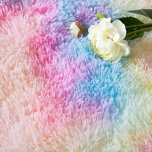 Miniatura 6 de Softlife Alfombras esponjosas para dormitorio, alfombra de área bonita para niñas y niños, decoración del hogar, 2.6 x 5.3 pies, alfombra ovalada de